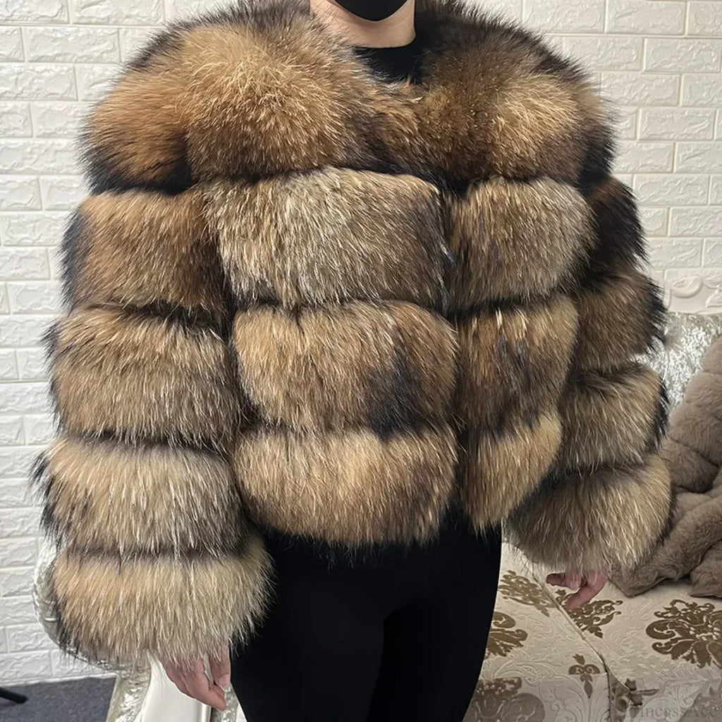 Raccoon Fur Thick Luxury Winter Coat image 5