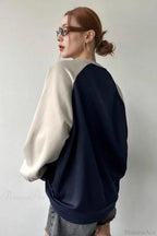 Raglan Sleeve Color Block Crew Neck Relaxed Sweatshirt image 3
