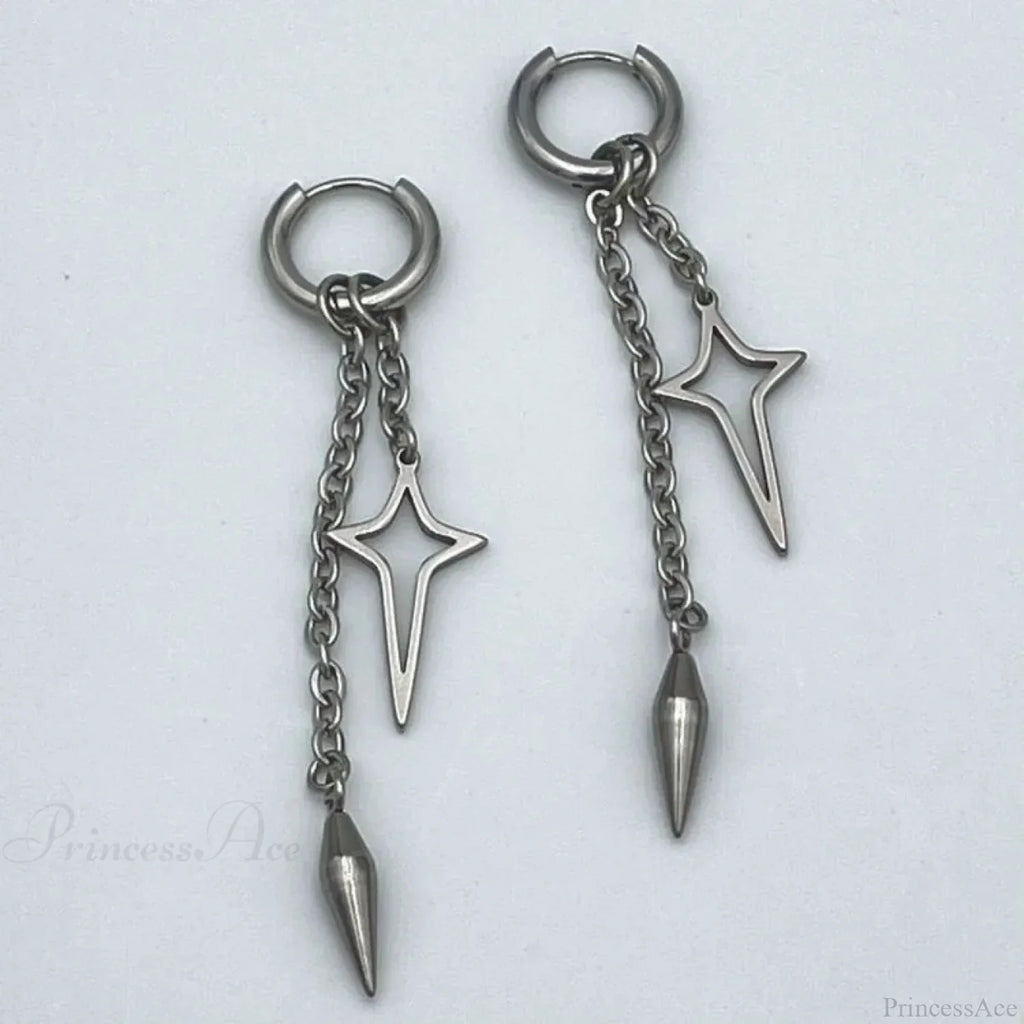 Rebel Celestial Cross Silver Empty Heart Earring image 5