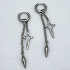 Rebel Celestial Cross Silver Empty Heart Earring image 5