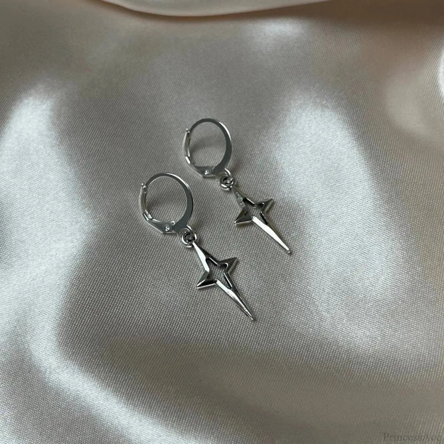 Rebel Celestial Cross Silver Empty Heart Earring image 7