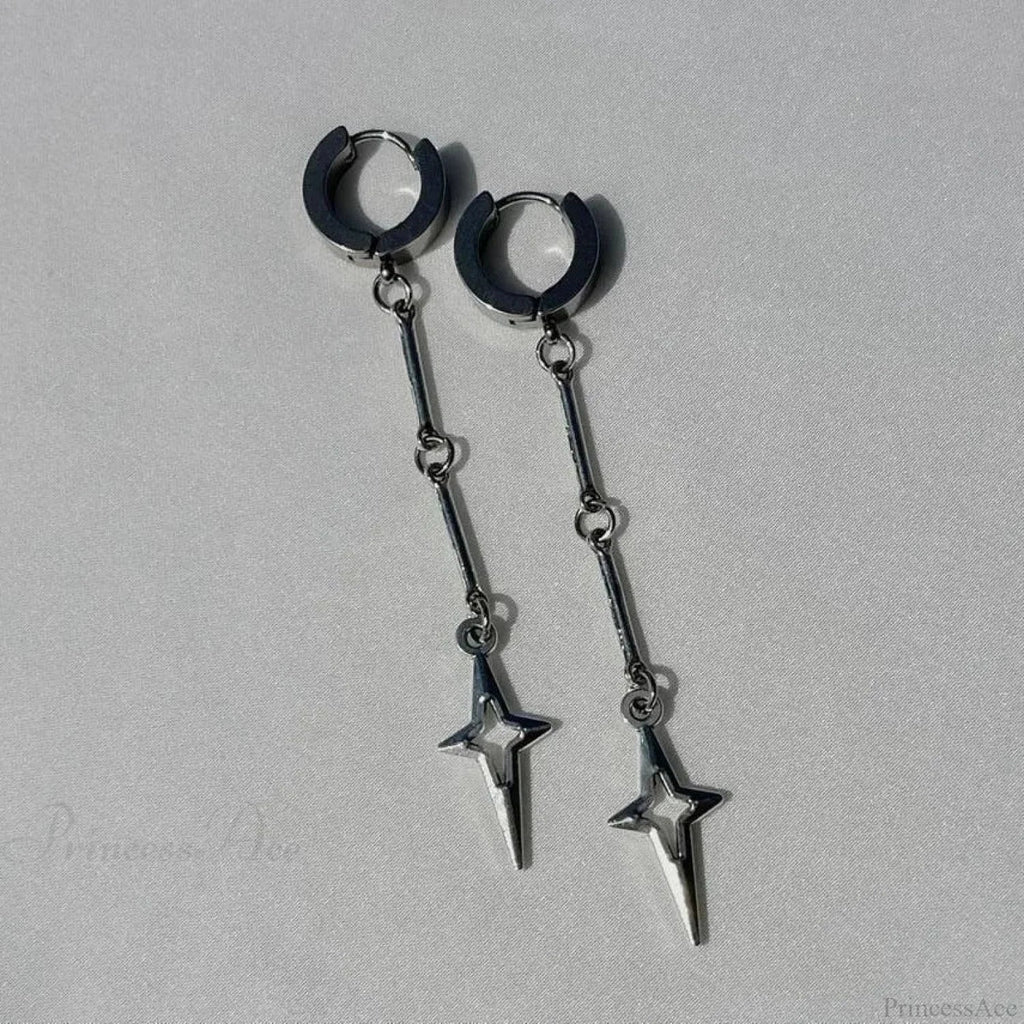 Rebel Celestial Cross Silver Empty Heart Earring image 4