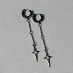 Rebel Celestial Cross Silver Empty Heart Earring image 4