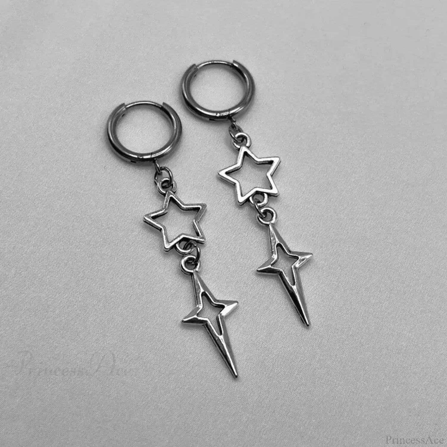 Rebel Celestial Cross Silver Empty Heart Earring image 15