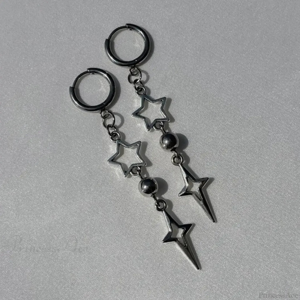 Rebel Celestial Cross Silver Empty Heart Earring image 16