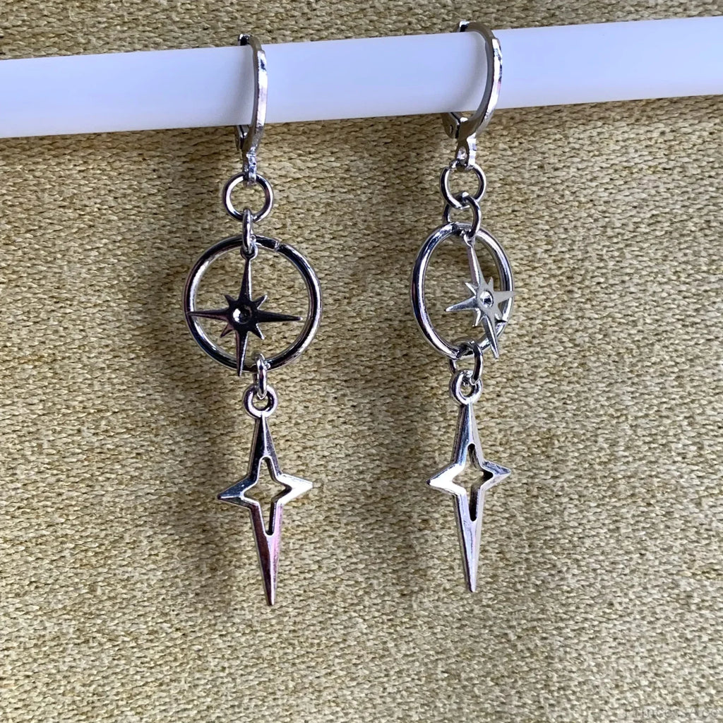 Rebel Celestial Cross Silver Empty Heart Earring image 17