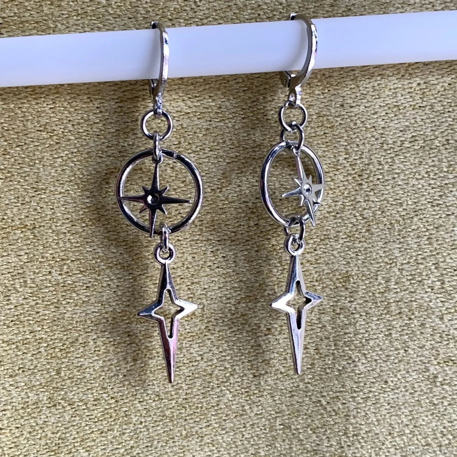 Rebel Celestial Cross Silver Empty Heart Earring image 17