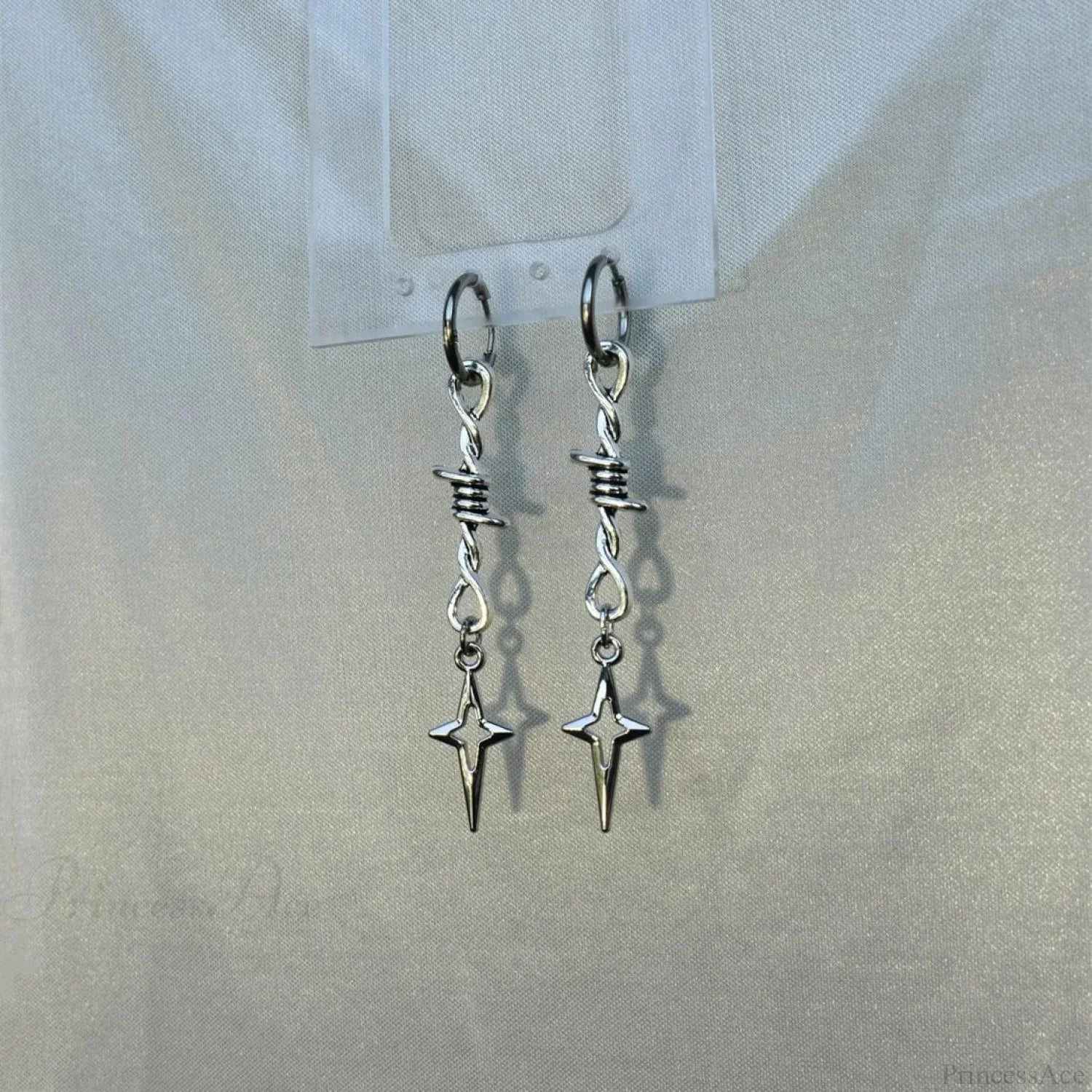 Rebel Celestial Cross Silver Empty Heart Earring image 3
