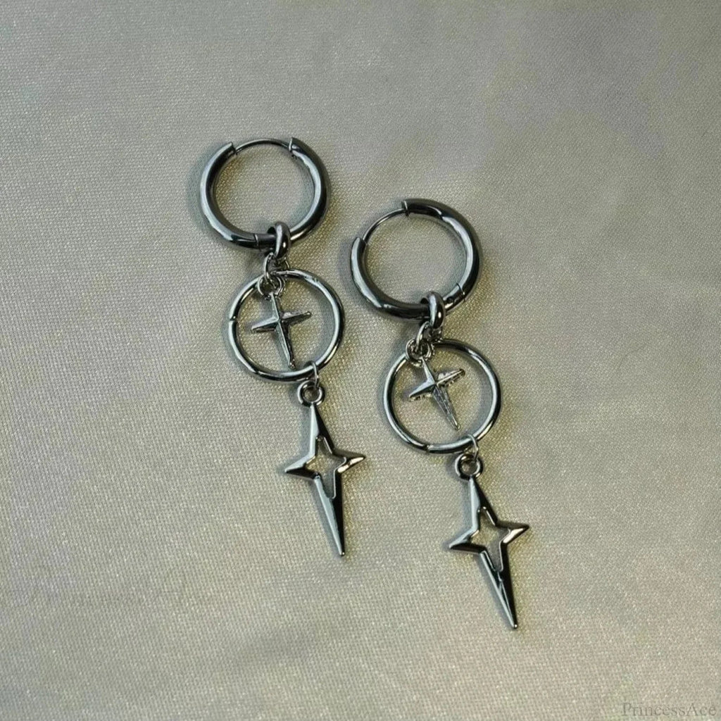 Rebel Celestial Cross Silver Empty Heart Earring image 8