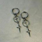 Rebel Celestial Cross Silver Empty Heart Earring image 8