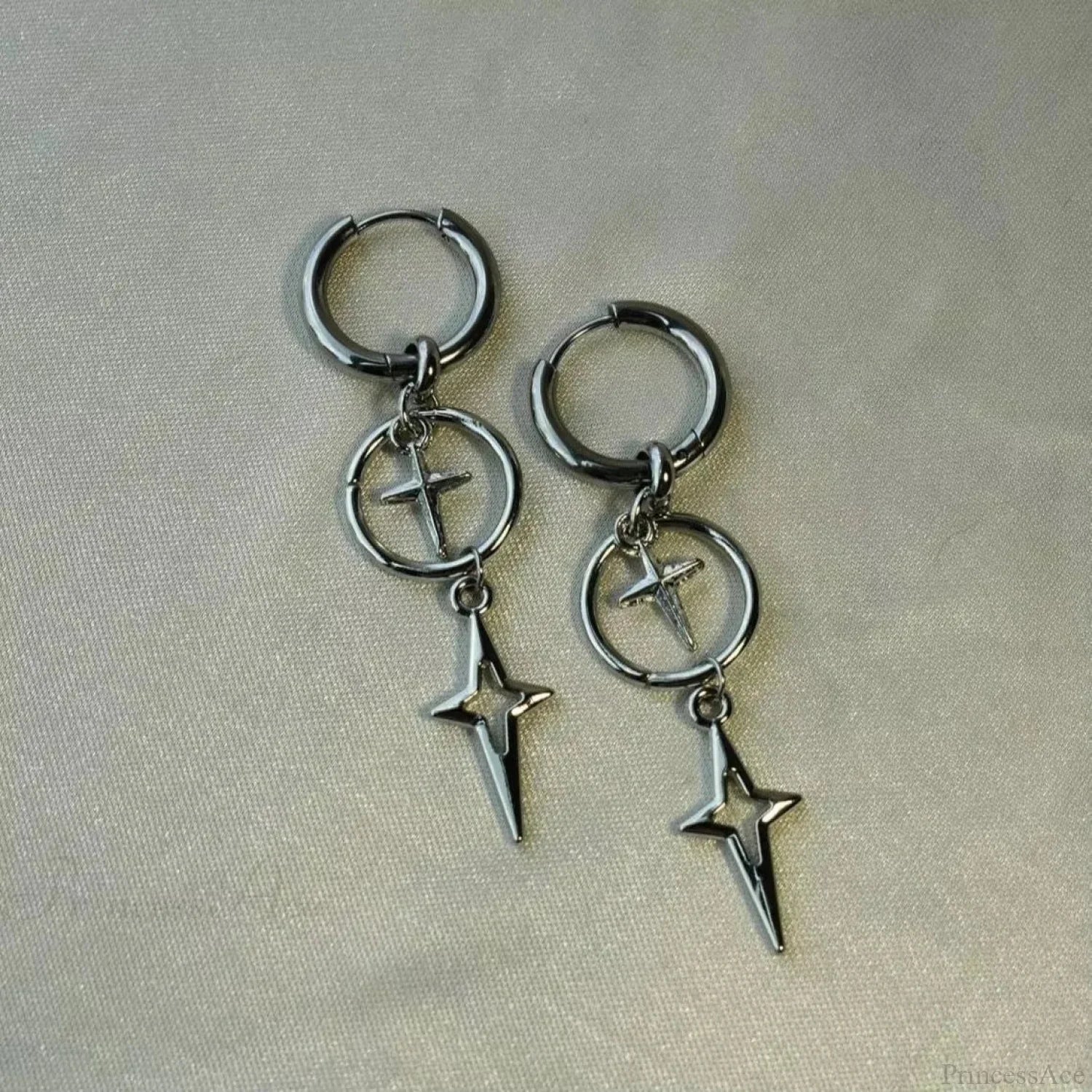 Rebel Celestial Cross Silver Empty Heart Earring image 8
