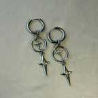 Rebel Celestial Cross Silver Empty Heart Earring image 1