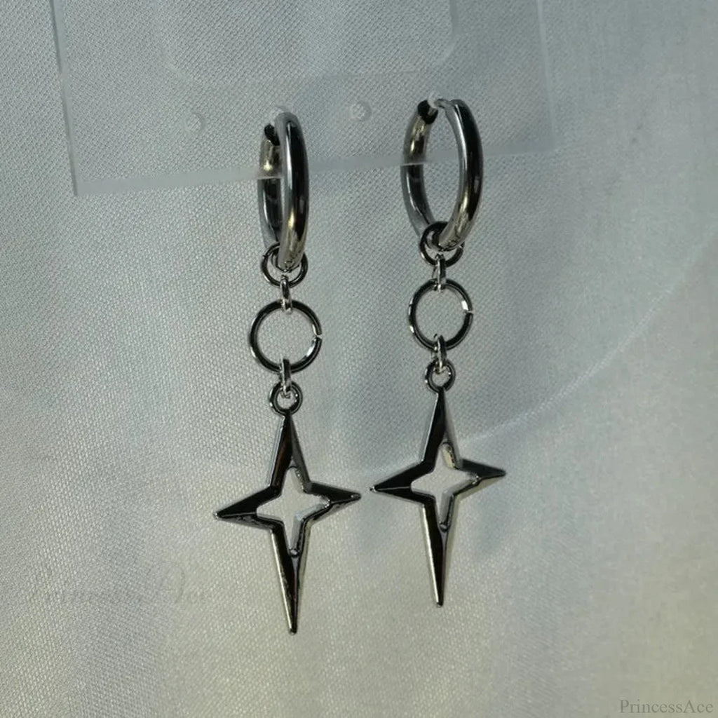 Rebel Celestial Cross Silver Empty Heart Earring image 9