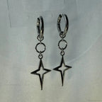 Rebel Celestial Cross Silver Empty Heart Earring image 9