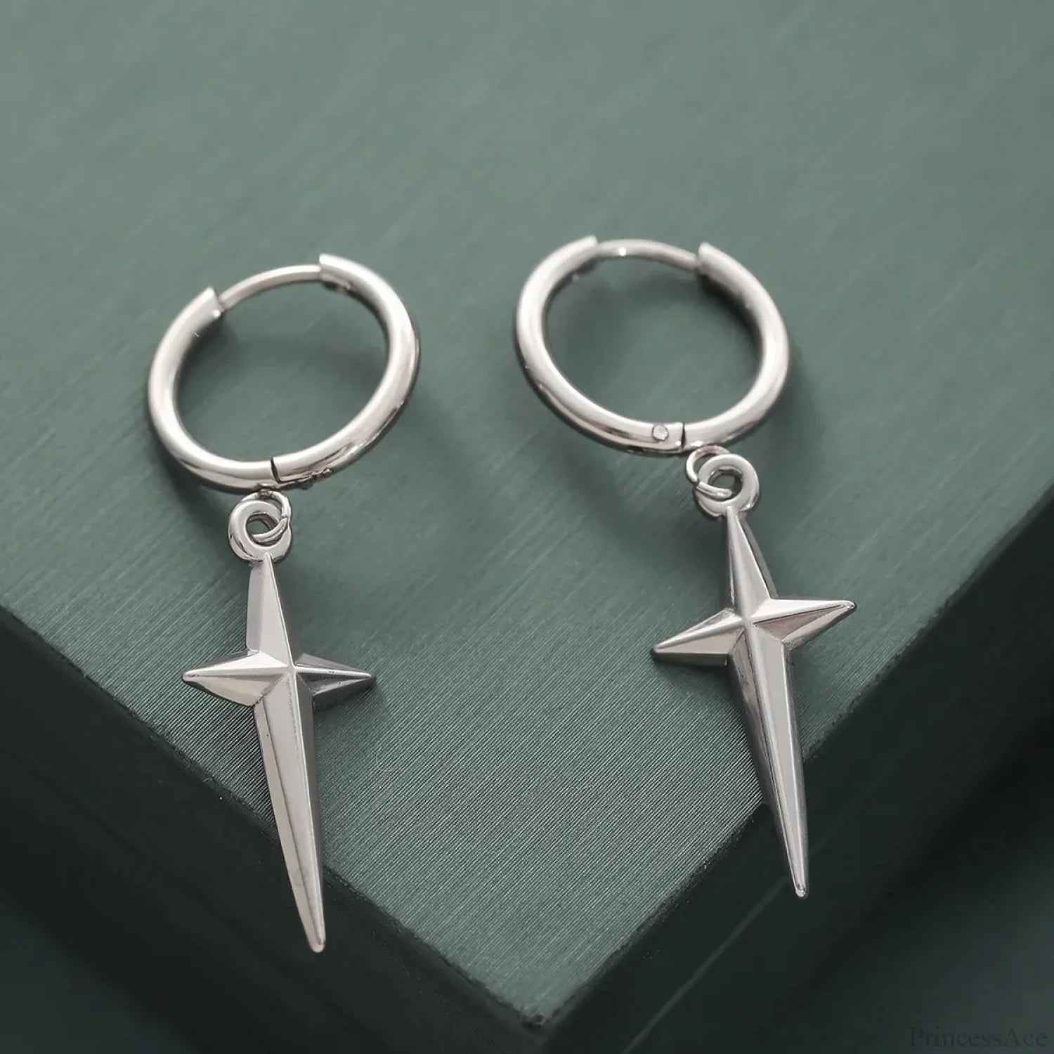 Rebel Celestial Cross Silver Empty Heart Earring image 12