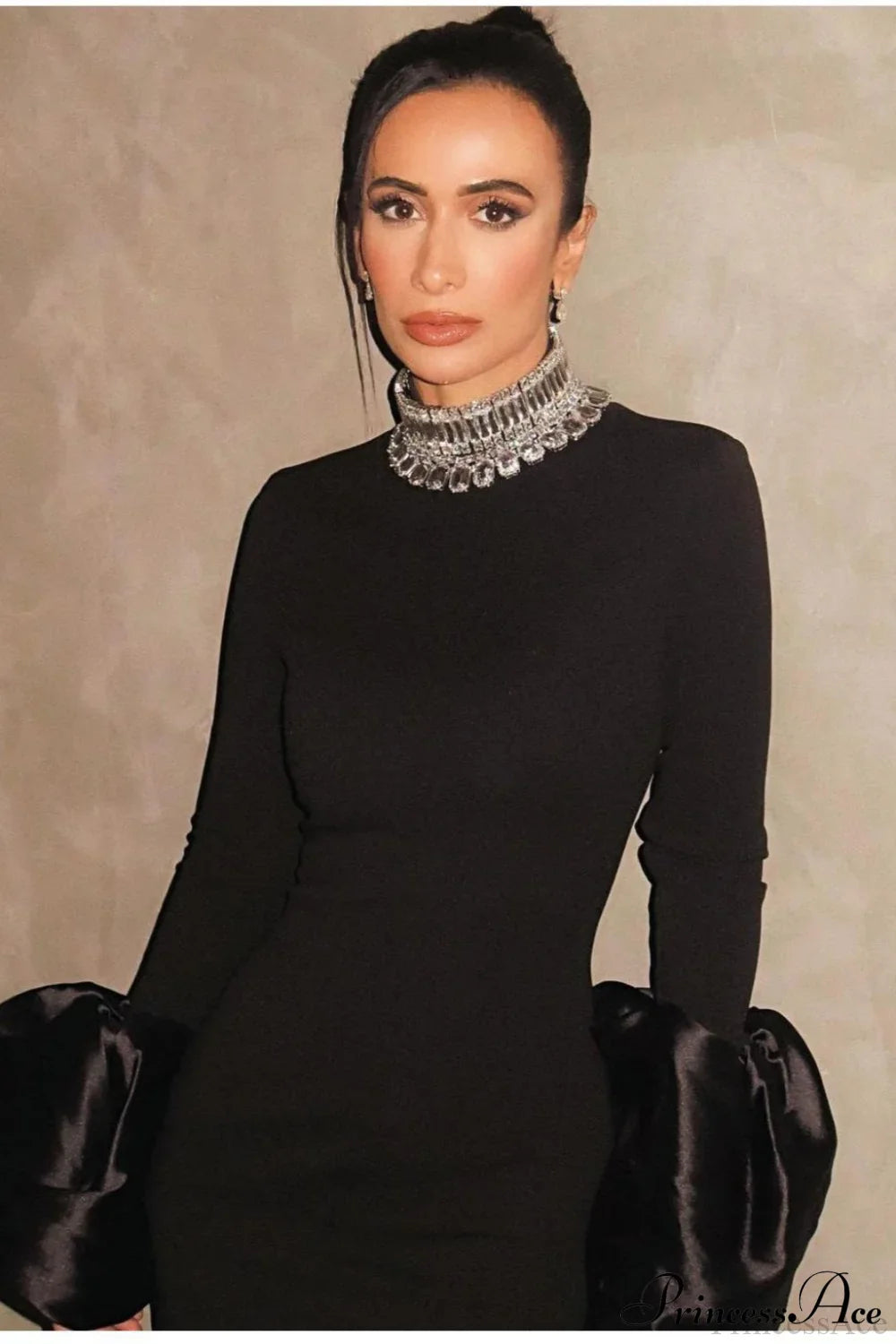 Red Bandage Flared Long Sleeves Party Dress image 2