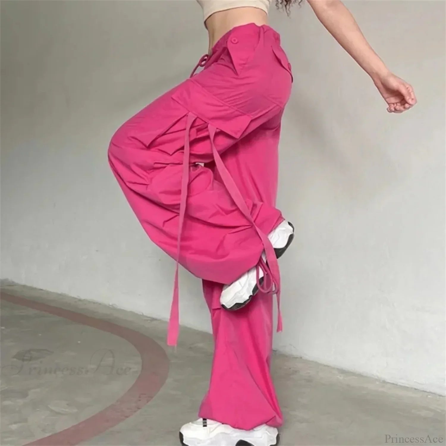 Red Cargo Casual High Waist Hip Hop Pant image 4