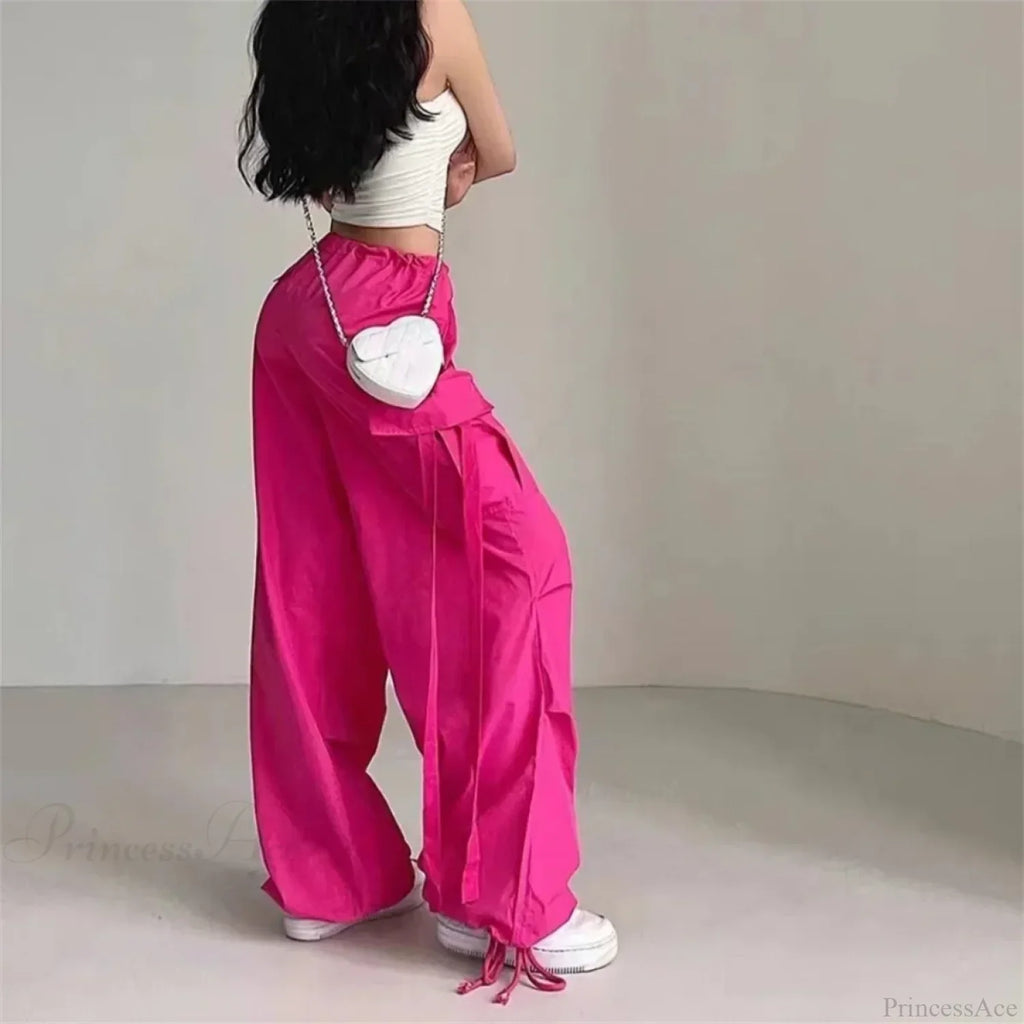 Red Cargo Casual High Waist Hip Hop Pant image 3