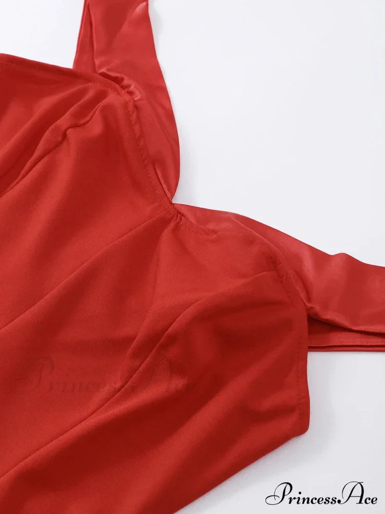 Red Party Dress - Off Shoulder Backless Pleated Zipper image 2