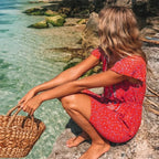 Red Floral Print Boho Mini Dress image 2