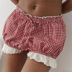Red Gingham Lace Trim Bloomer Short image 1