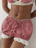 Red Gingham Lace Trim Bloomer Short image 7
