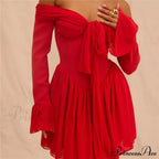 Red Off-Shoulder Stylish Frill Mini Dress image 13