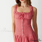 Red Plaid Stylish Maxi Dress image 5