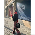 Red Plaid Y2K Women Wide Leg Pants image 4