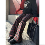 Red Plaid Y2K Women Wide Leg Pants image 3