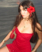 Red Ruffle Sling Mini Dress image 2