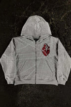 Relaxed Fit Chain Heart 3D Embroidery Print Hoodie image 1