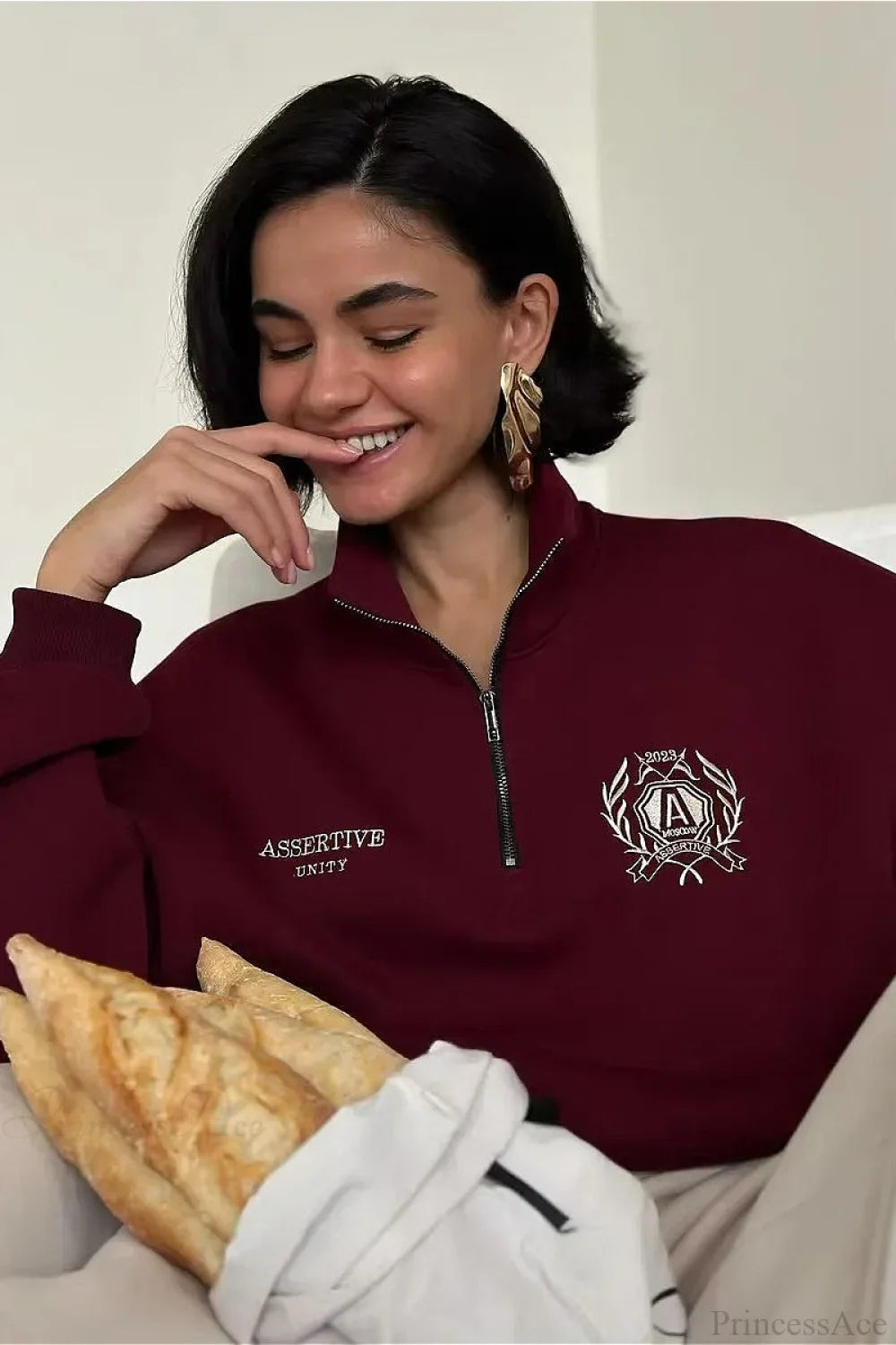 Relaxed Fleece-Lined Half-Zip Stand Collar Convertible Sweatshirt image 8