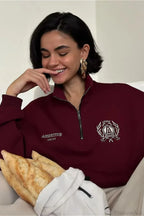 Relaxed Fleece-Lined Half-Zip Stand Collar Convertible Sweatshirt image 8