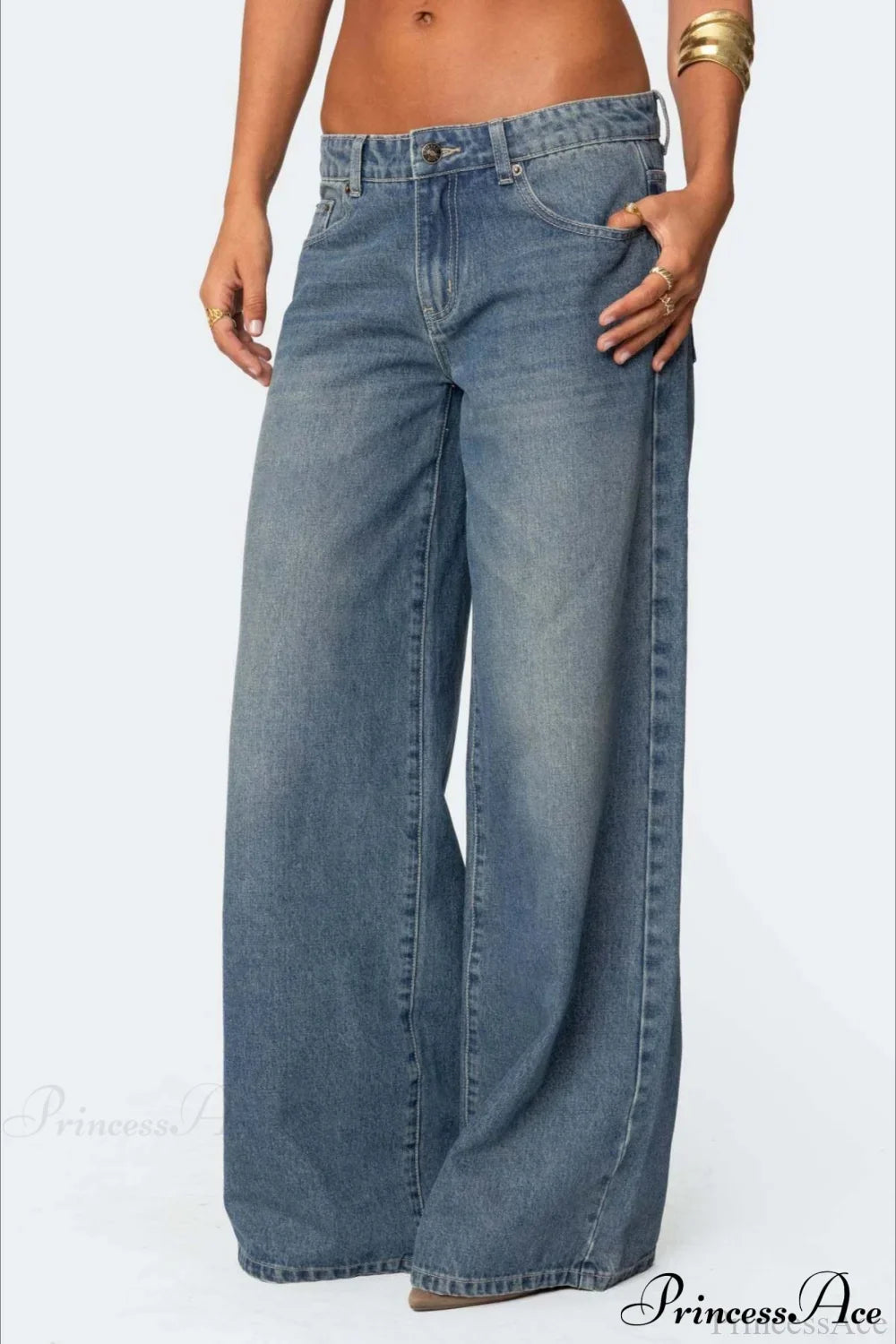 Relaxed Wide-Leg Printed Full-Length Jeans image 3