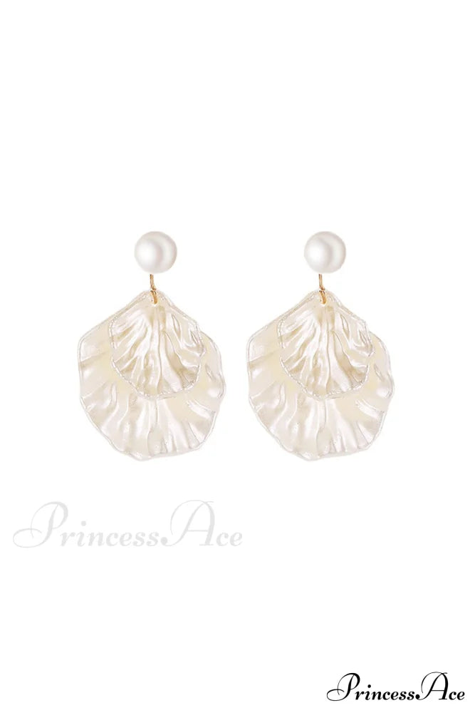 Resin Shell Earrings with Pearl Accent image 5
