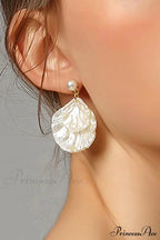 Resin Shell Earrings with Pearl Accent image 1
