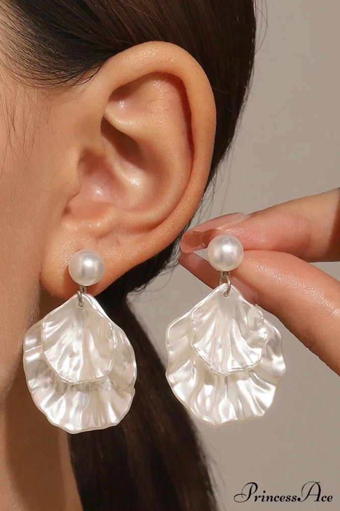 Resin Shell Earrings with Pearl Accent image 4