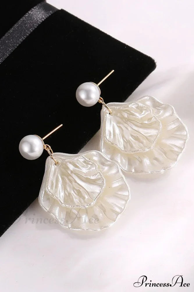 Resin Shell Earrings with Pearl Accent image 6