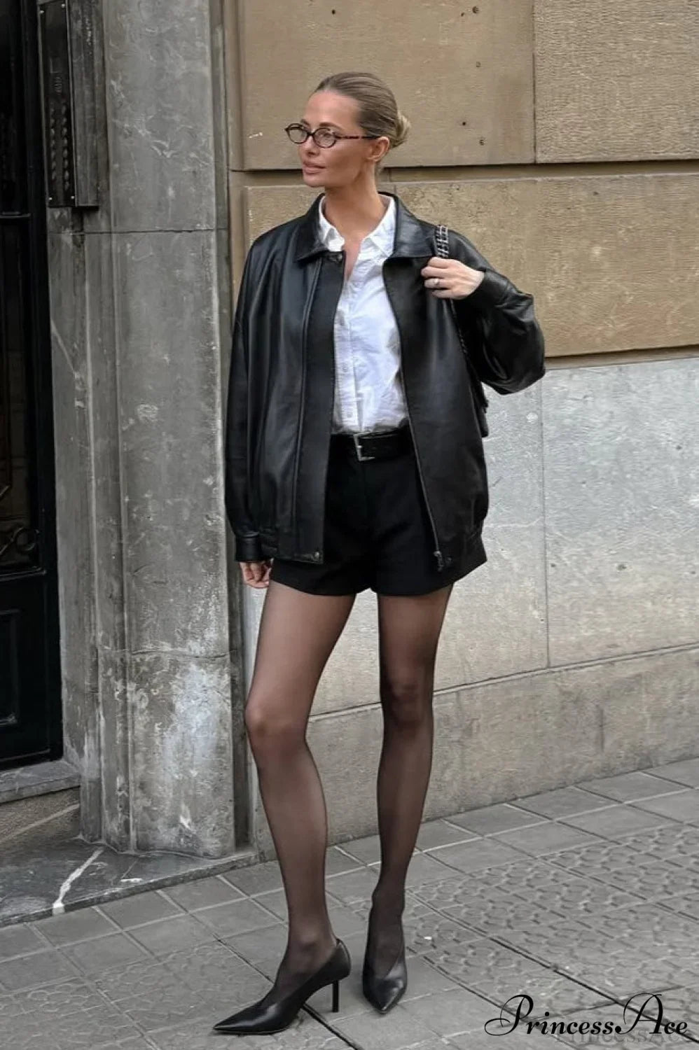 Retro Black Leather Moto Jacket image 4
