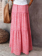 Retro Bohemian Spring Floral A-Line High Waist Maxi Skirt image 4