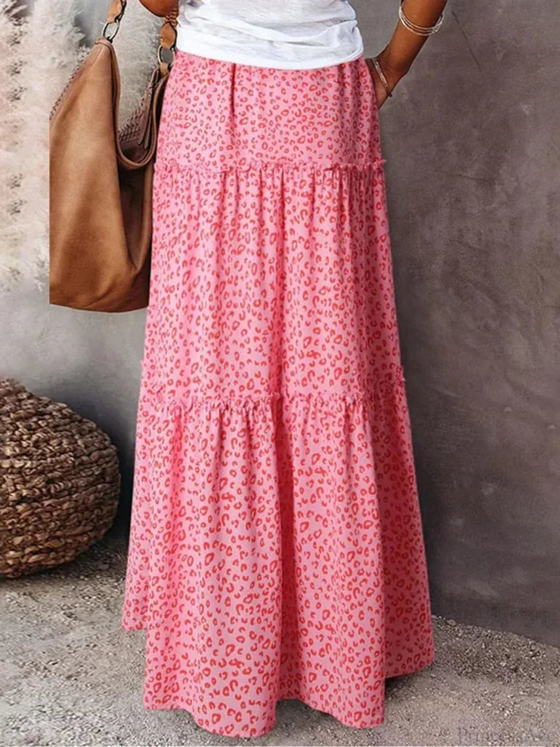 Retro Bohemian Spring Floral A-Line High Waist Maxi Skirt image 4