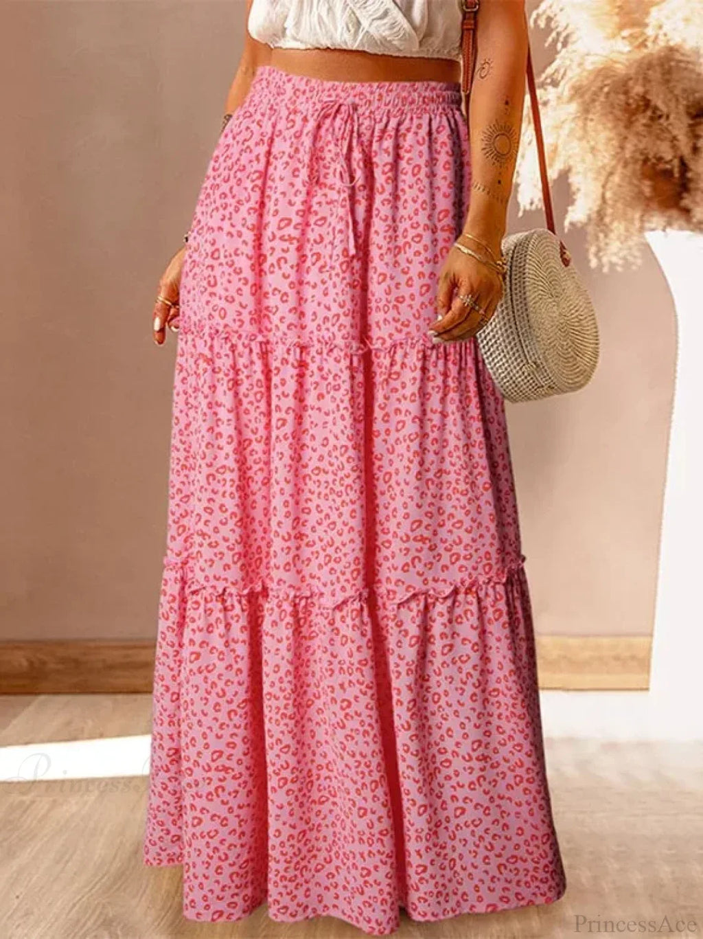 Retro Bohemian Spring Floral A-Line High Waist Maxi Skirt image 1