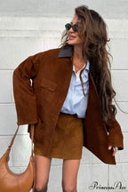 Retro Brown Suede Leather Casual Jacket image 1