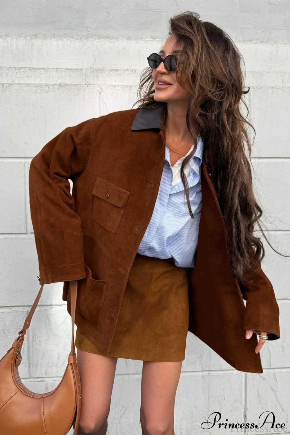 Retro Brown Suede Leather Casual Jacket image 1