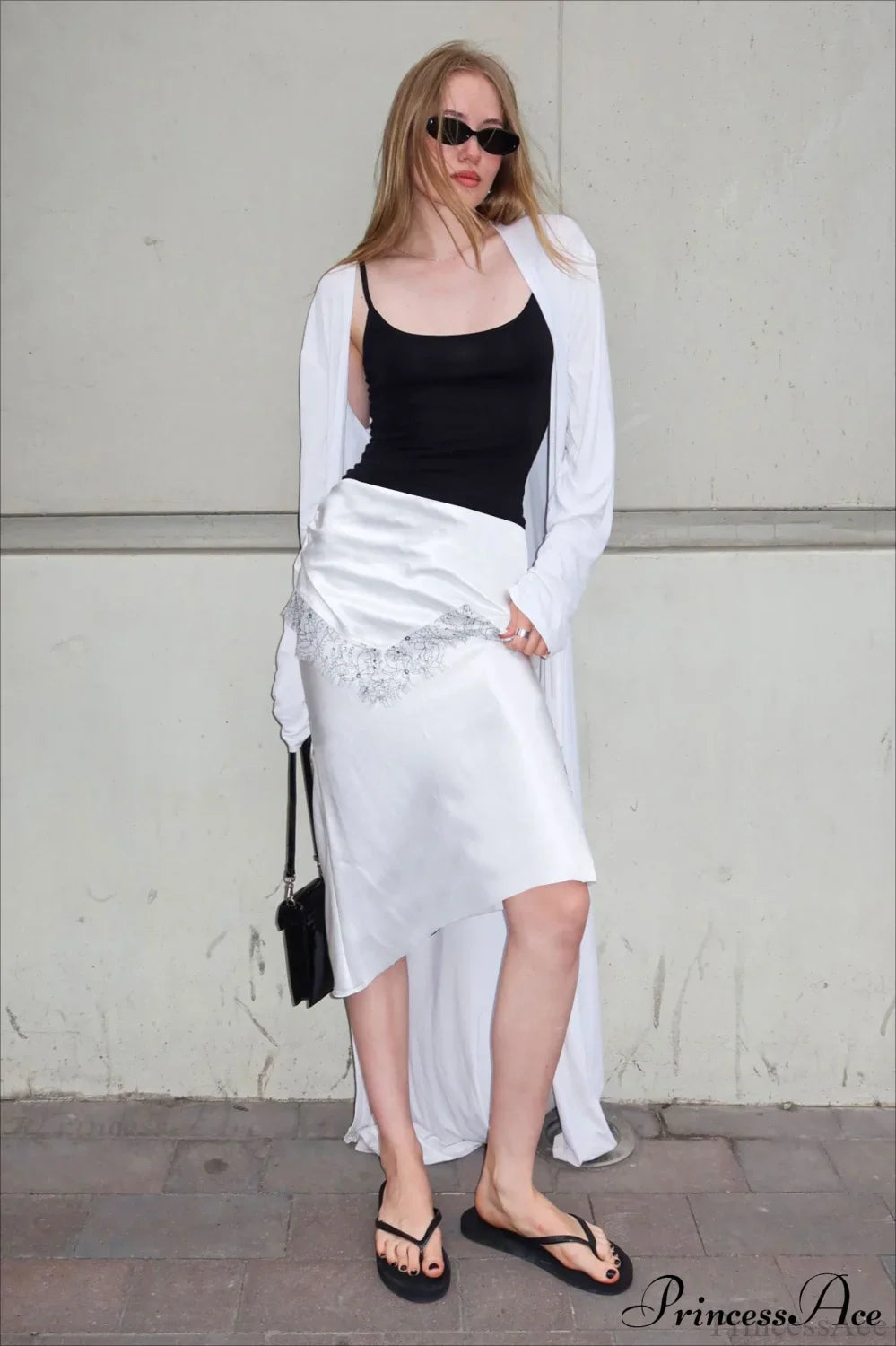 Retro Color Block Lace Panel Slim Skirt image 3