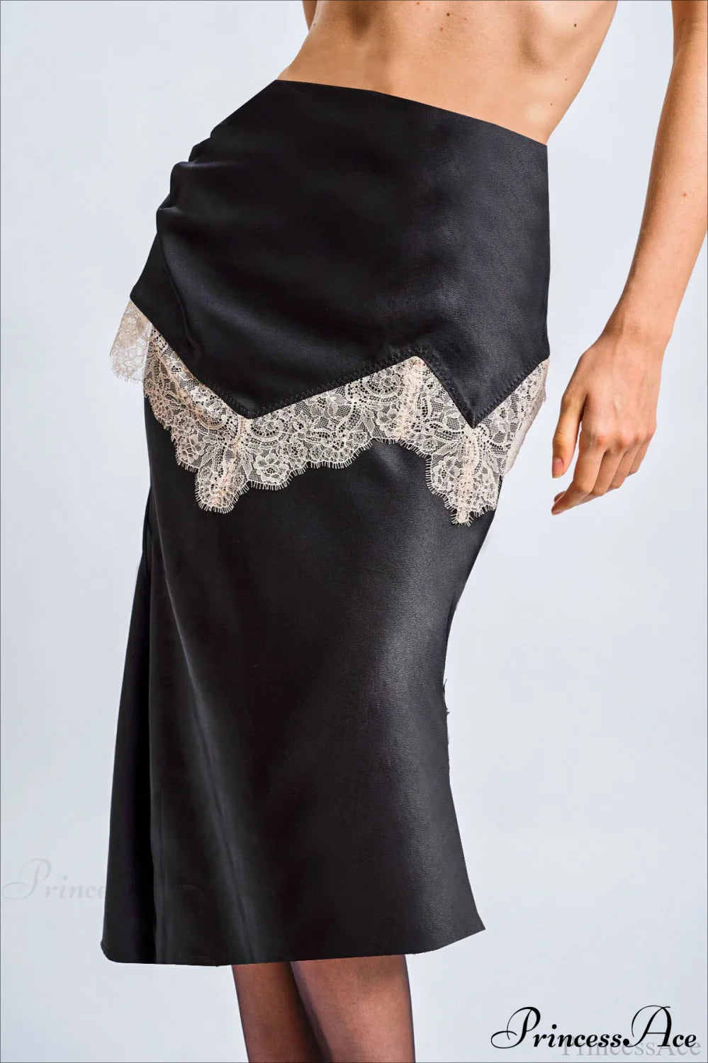 Retro Color Block Lace Panel Slim Skirt image 5