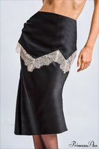 Retro Color Block Lace Panel Slim Skirt image 5