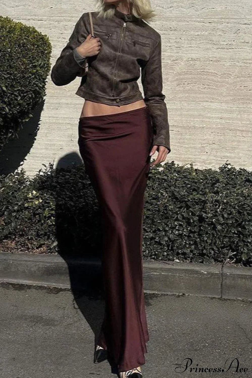 Retro Distressed Coffee Cropped Stand-Collar PU Jacket image 6