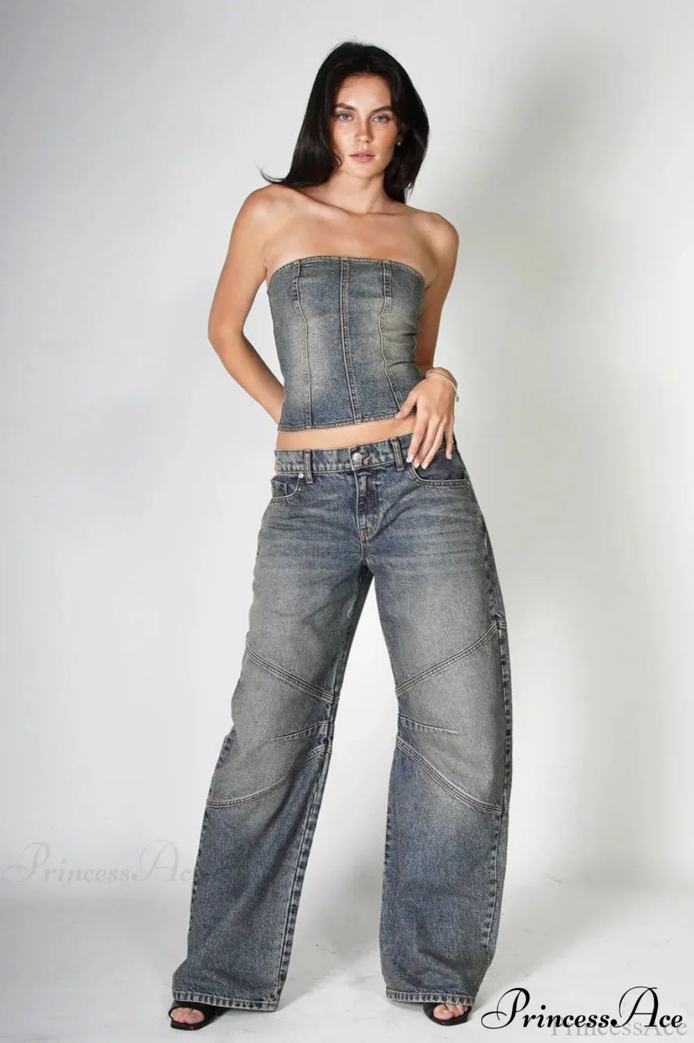Retro Distressed Deconstructed Wide Leg Jeans image 4